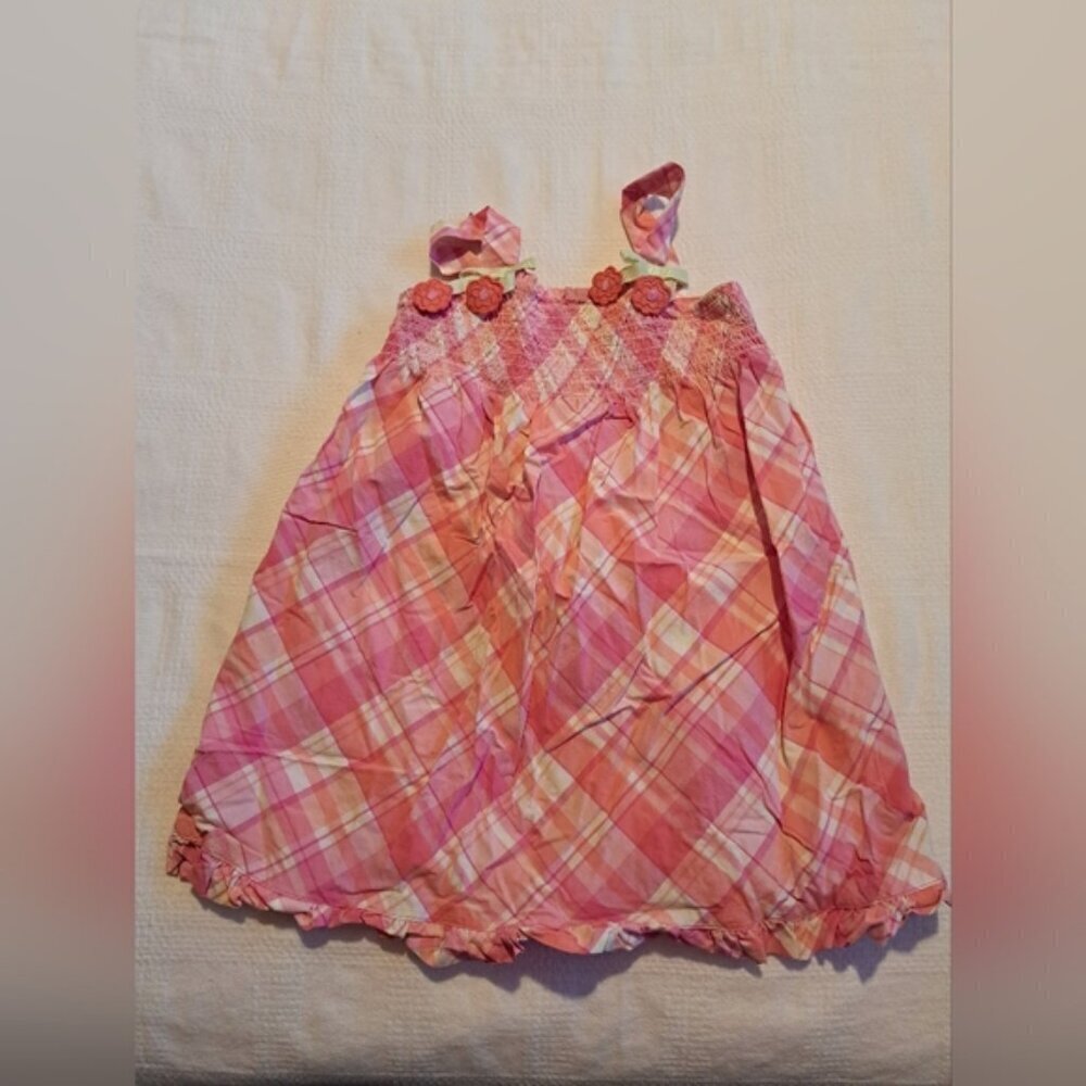 Gymboree girls size 3T smocked Fairy Blossom plaid dress VGUC